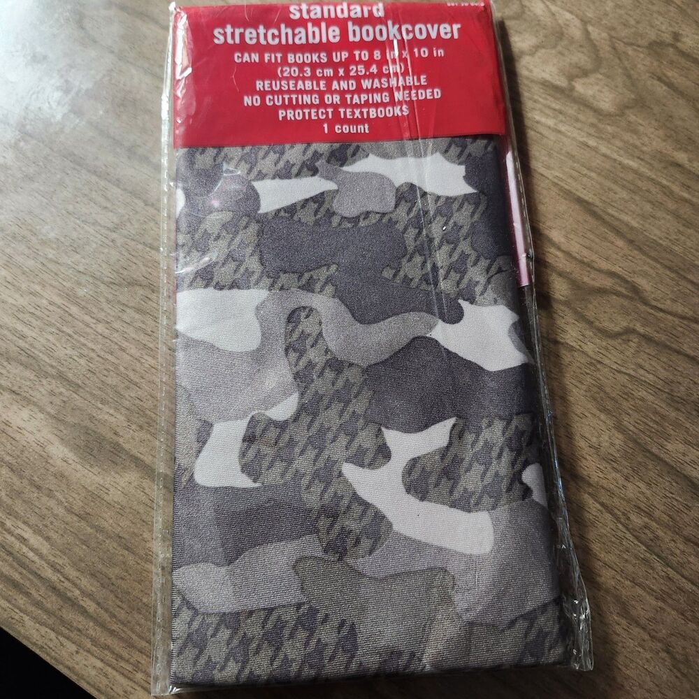 Standard Stretchable Book Cover Camouflage Pattern Fits 8x10 Inch Textbooks NEW